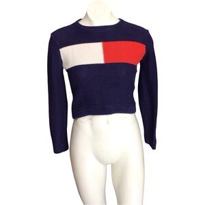 Tommy Hilfiger Navy and Red Crew Neck Sweater
